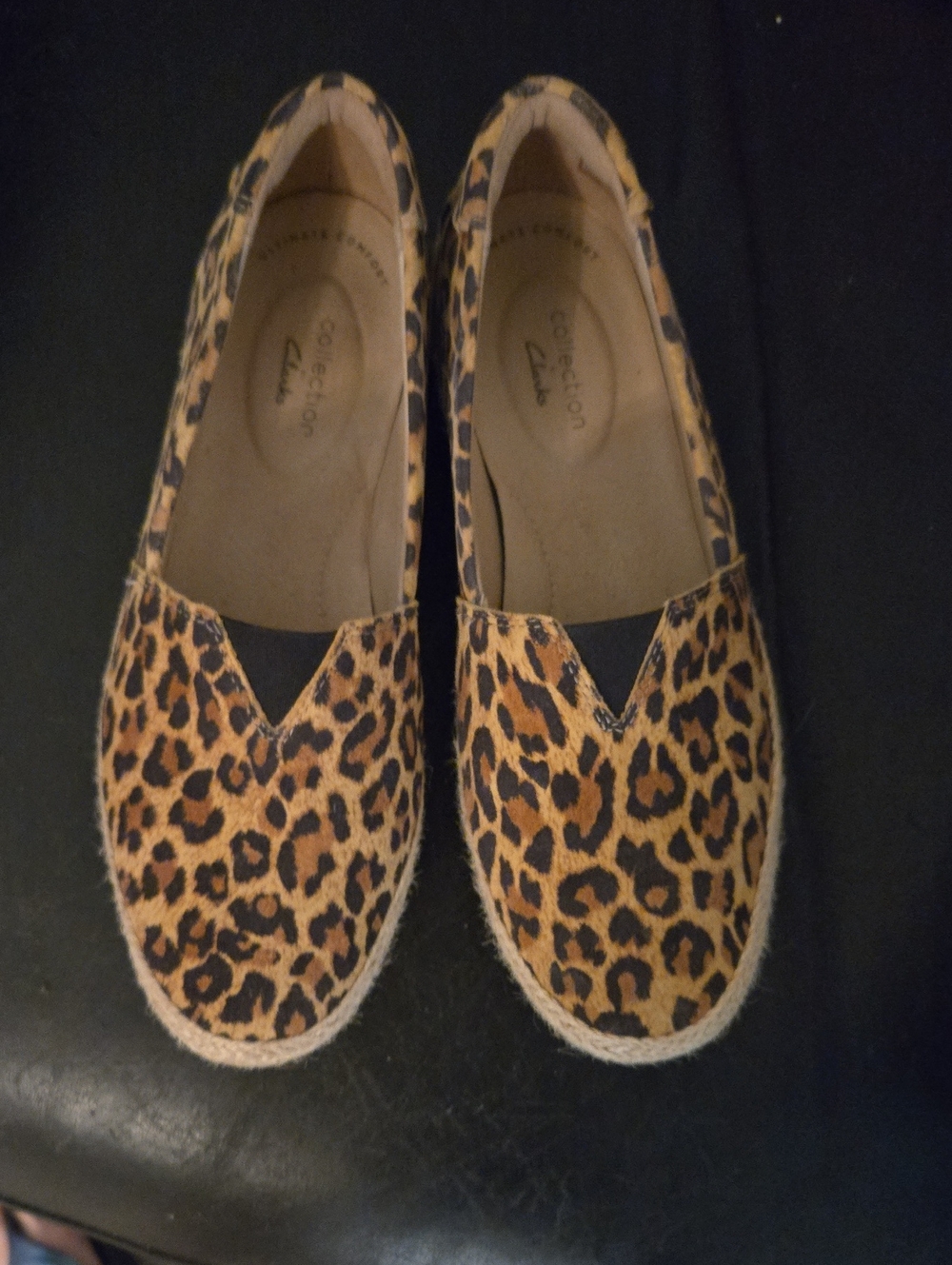 Clarks Women's Leopard Espadrilles in Tan and Black